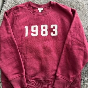J Crew 1983 Burgundy sweatshirt XS NWOT